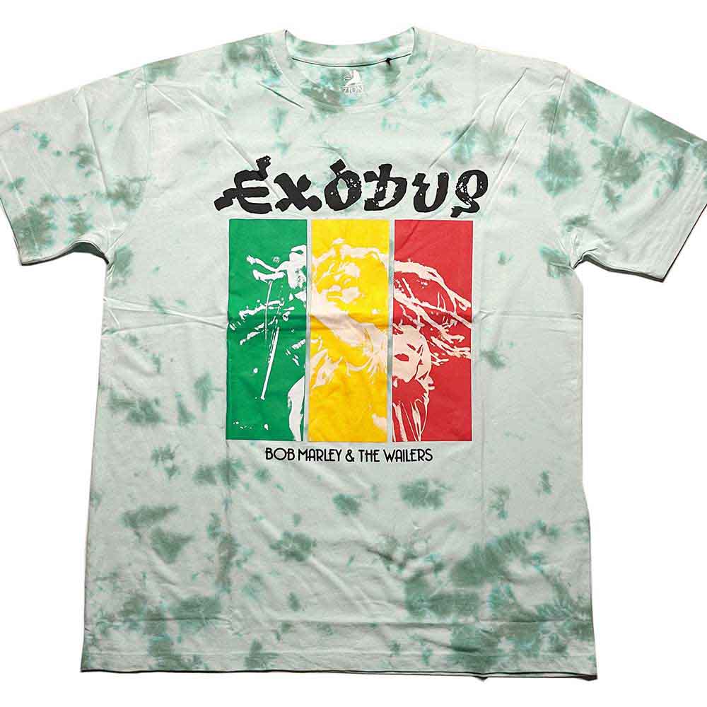 Bob Marley Unisex T-Shirt: Rasta Colours (Green) (Wash Collection)