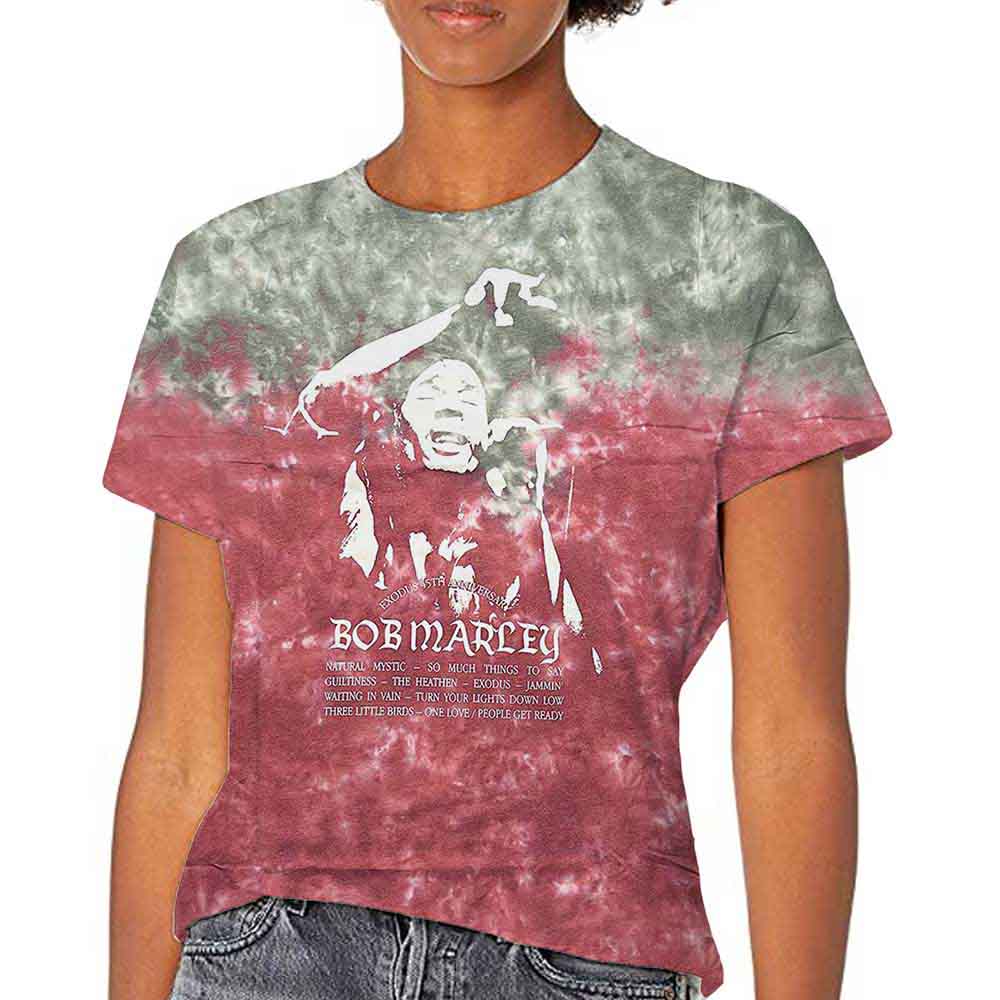 Bob Marley Unisex T-Shirt: Exodus Playlist (Red) (Wash Collection)
