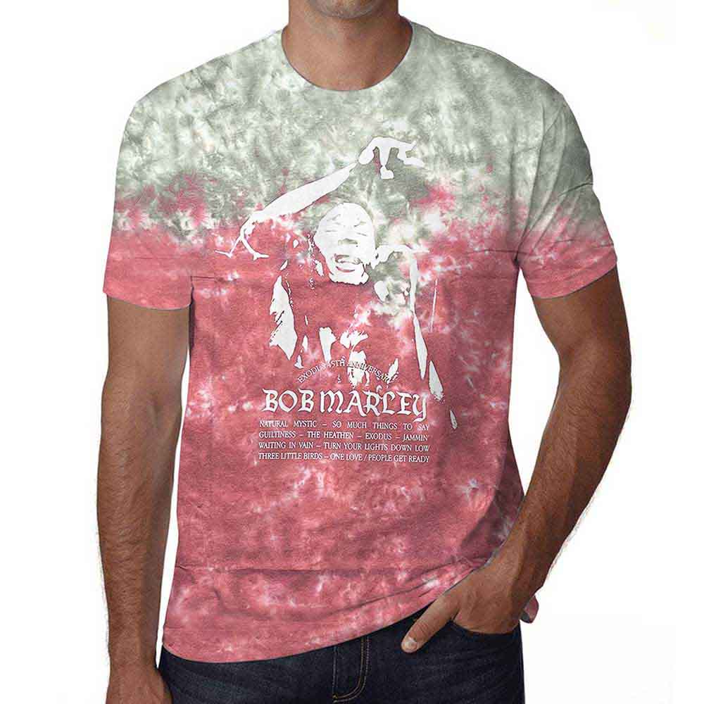 Bob Marley Unisex T-Shirt: Exodus Playlist (Red) (Wash Collection)
