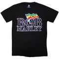 Bob Marley Unisex T-Shirt: Flag Logo (Black) (Embellished)