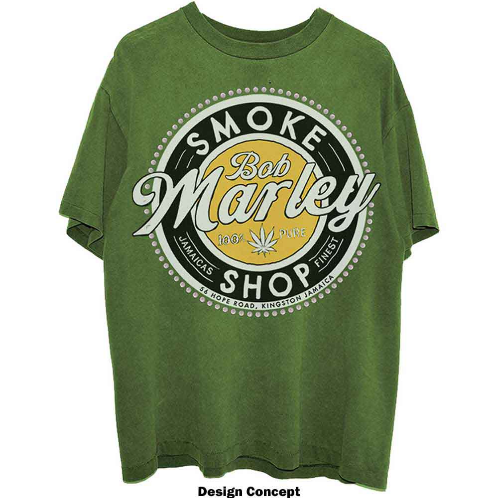 Bob Marley Unisex T-Shirt: Smoke Shop (Green)