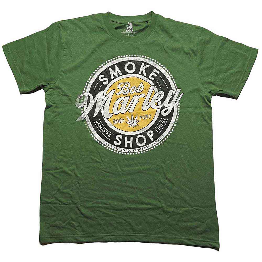 Bob Marley Unisex T-Shirt: Smoke Shop (Green)