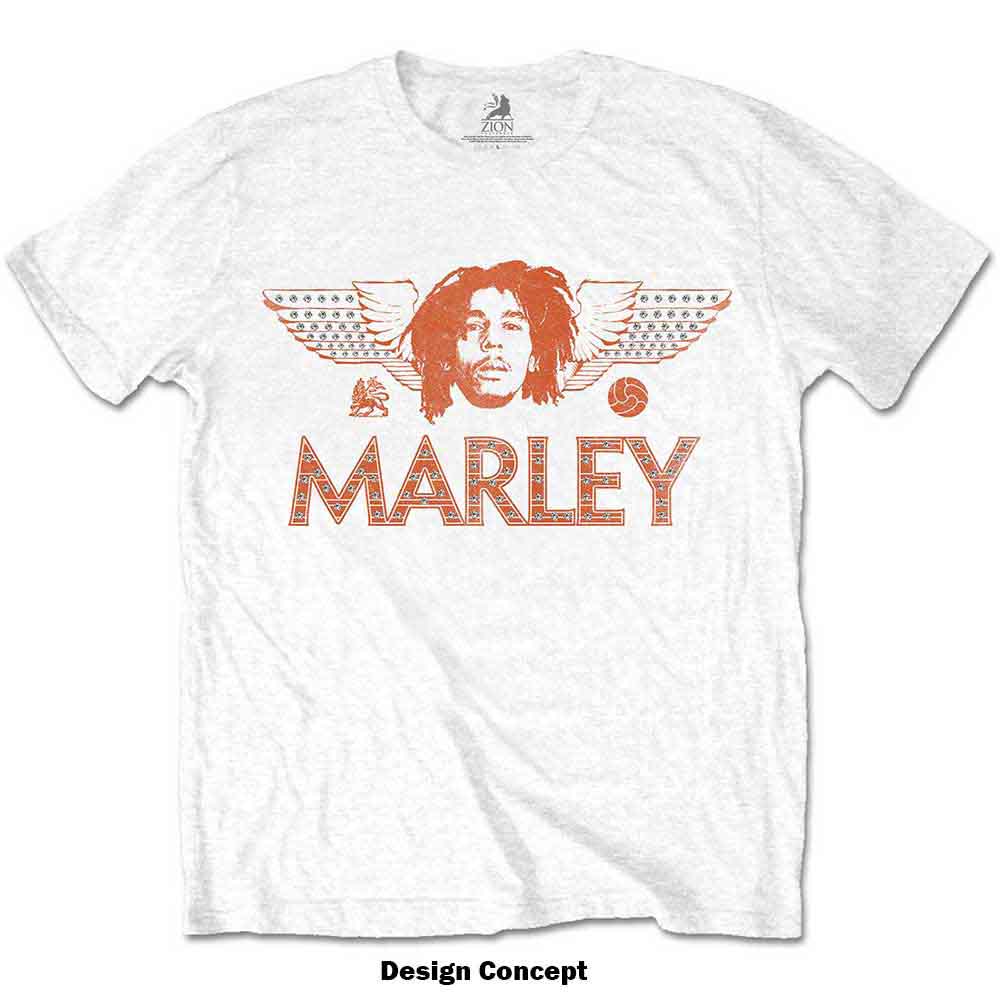 Bob Marley Unisex T-Shirt: Wings (White) (Embellished)