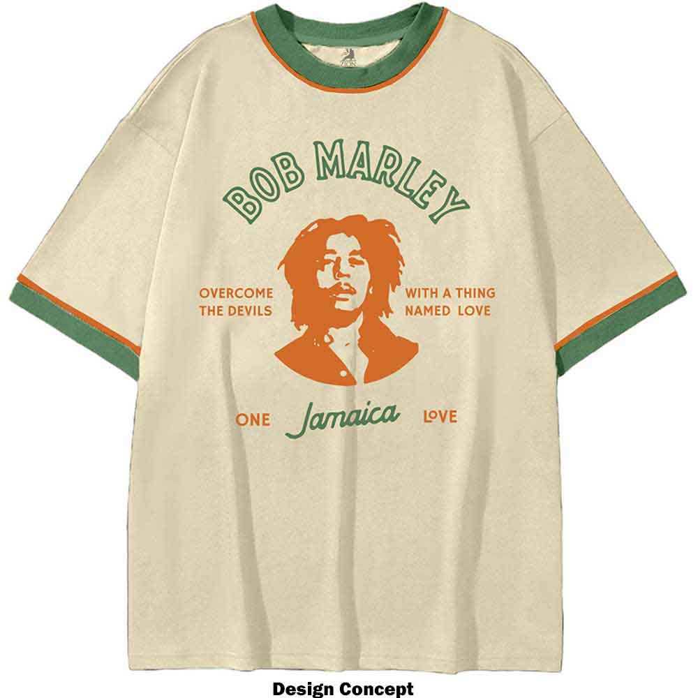 Bob Marley Unisex Ringer T-Shirt: Thing Called Love (Sand)