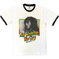 Bob Marley Unisex Ringer T-Shirt: No Woman, No Cry (White)