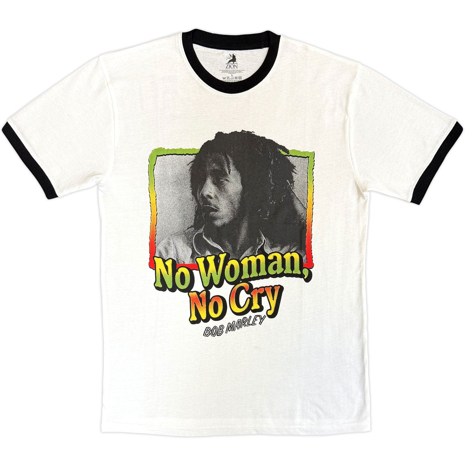 Bob Marley Unisex Ringer T-Shirt: No Woman, No Cry (White)