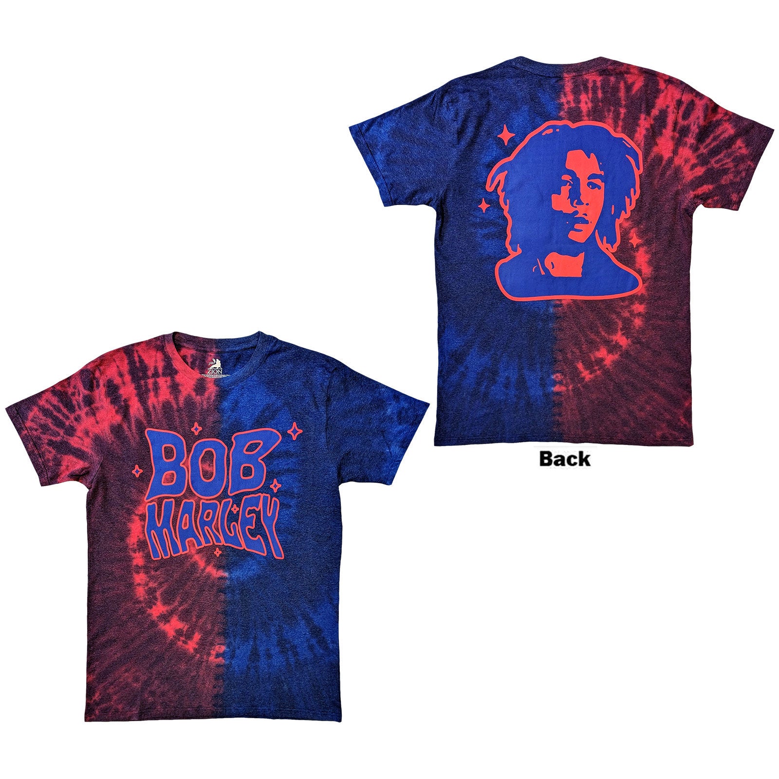 Bob Marley Unisex T-Shirt: Trippy Text (Red & Blue) (Back Print & Wash Collection)