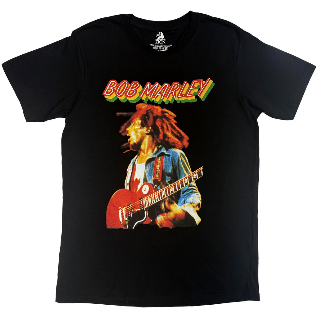 Bob Marley Unisex T-Shirt: Live Concert (Black) (Back Print)
