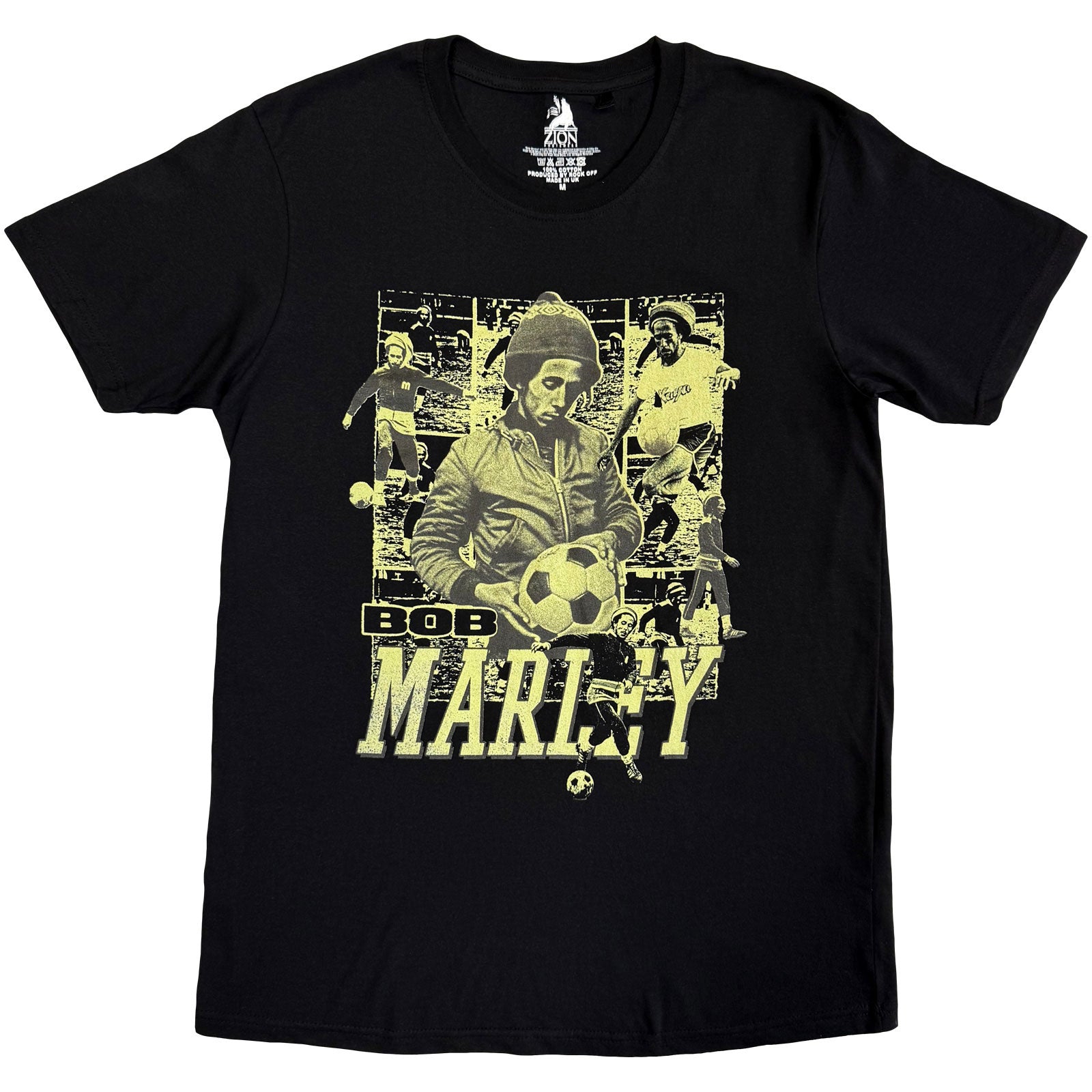 Bob Marley Unisex T-Shirt: Football Collage (Black)
