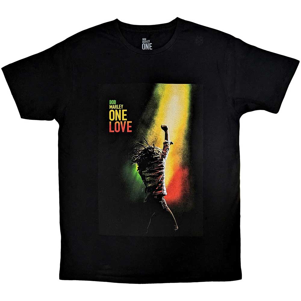 Bob Marley Unisex T-Shirt: One Love Movie Poster (Black)