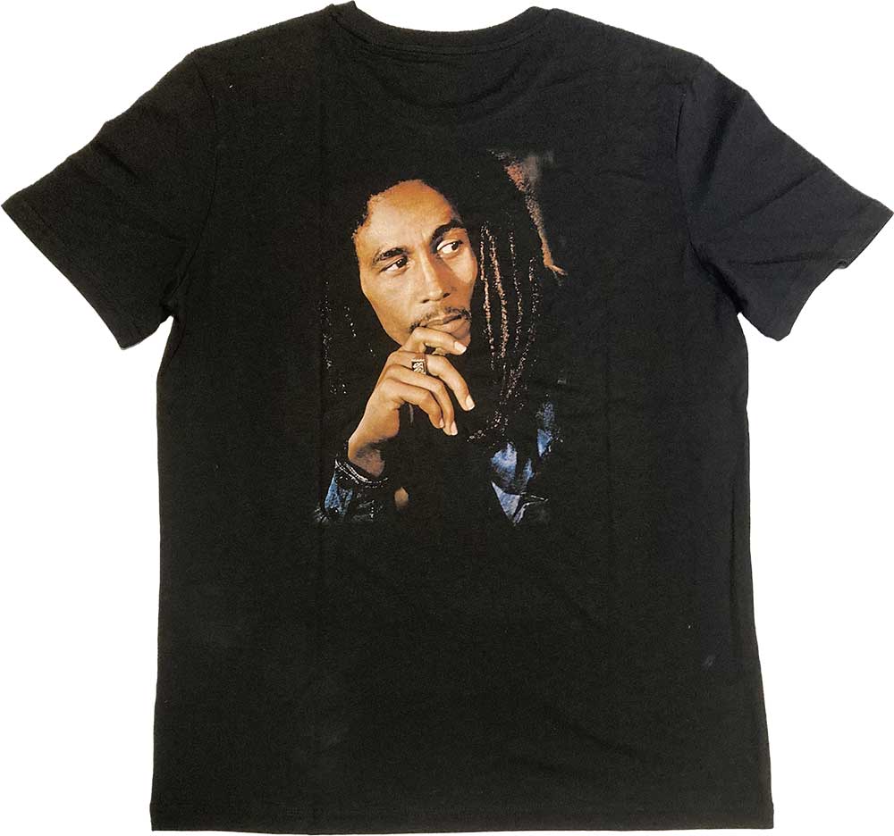 Bob Marley Unisex T-Shirt: One Love Portrait (Black) (Back Print & Embellished)