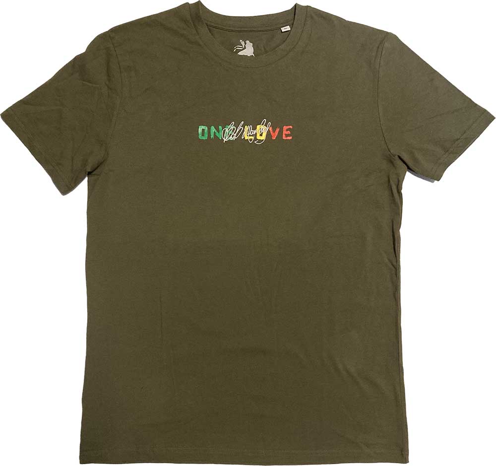 Bob Marley Unisex T-Shirt: One Love Dreads (Green) (Back Print & Embellished)