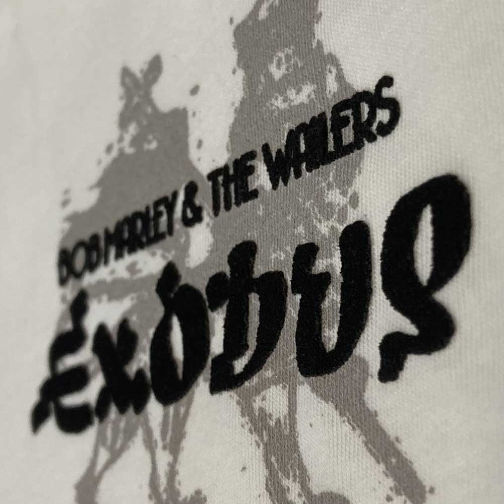 Bob Marley Unisex Organic T-Shirt: Exodus Tracklist (White) (Back Print & Hi-Build)
