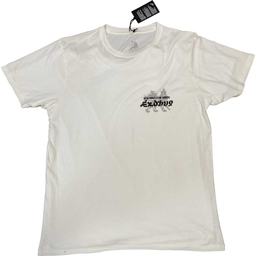 Bob Marley Unisex Organic T-Shirt: Exodus Tracklist (White) (Back Print & Hi-Build)
