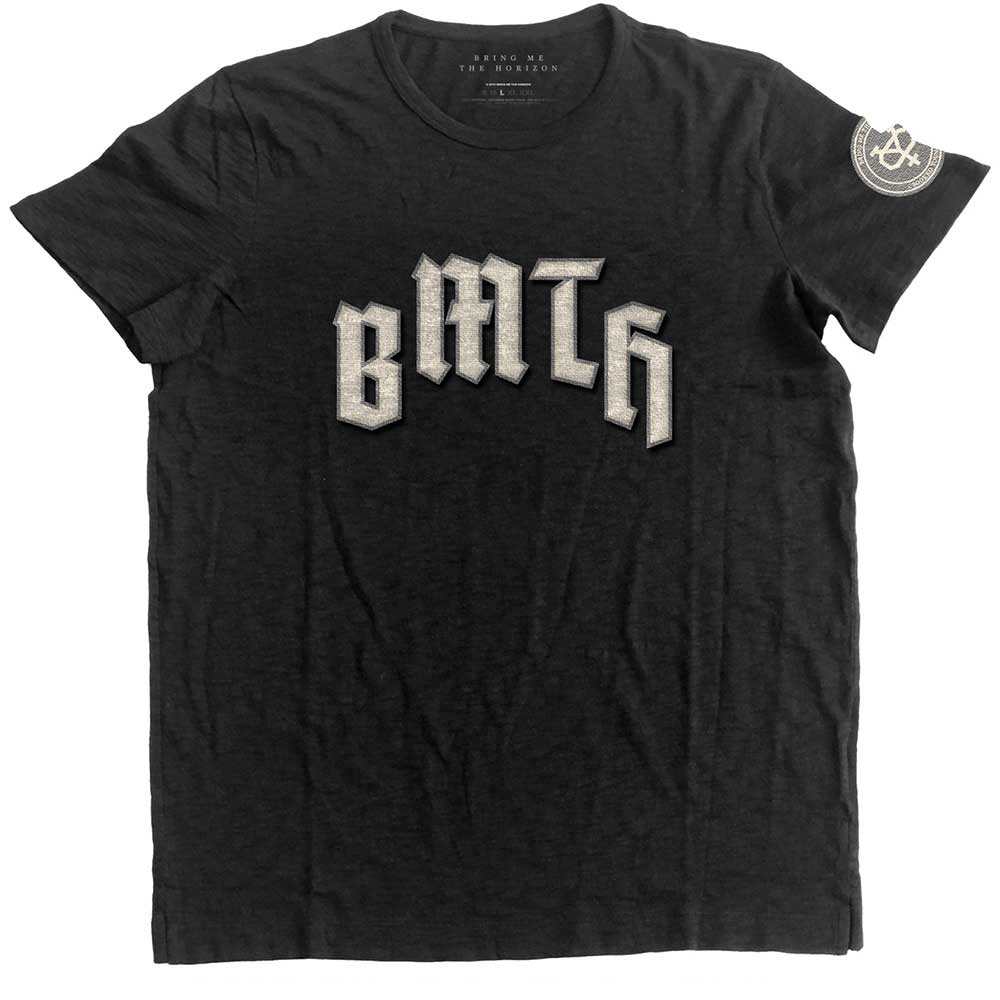 Bring Me The Horizon Unisex T-Shirt: Crooked Young Applique (Black) (Embellished)