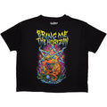 Bring Me The Horizon Ladies Crop Top: Smoking Dinosaur (Black)