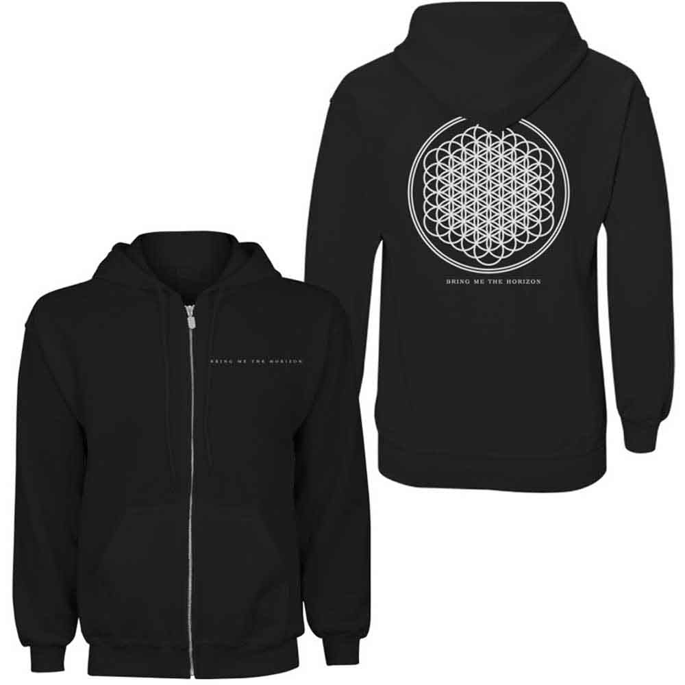 Bring Me The Horizon Ladies Zipped Hoodie: Flower of Life (Black) (Back Print) (LOS)