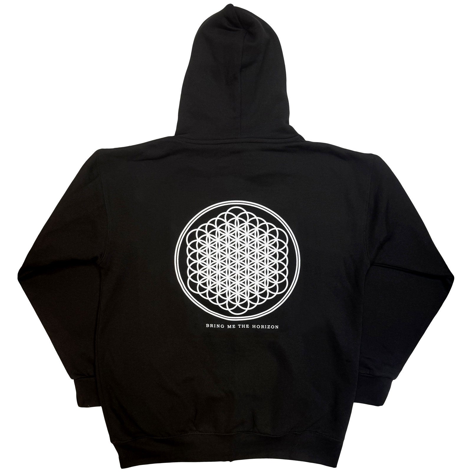 Bring Me The Horizon Unisex Zipped Hoodie: Flower of Life (Black) (Back Print)