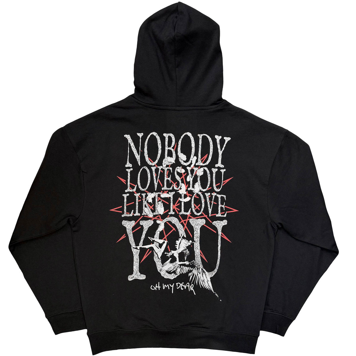 Bring Me The Horizon Unisex Pullover Hoodie: Nobody Loves You (Black) (Back & Sleeve Print)