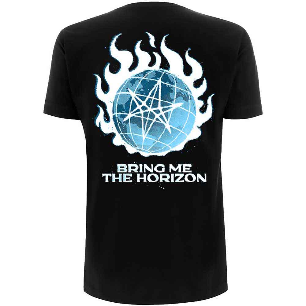 Bring Me The Horizon Unisex T-Shirt: Globe (Black) (Back Print)