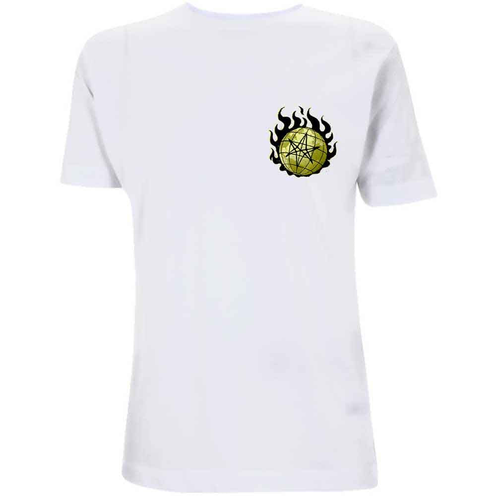 Bring Me The Horizon Unisex T-Shirt: Globe (White) (Back Print)