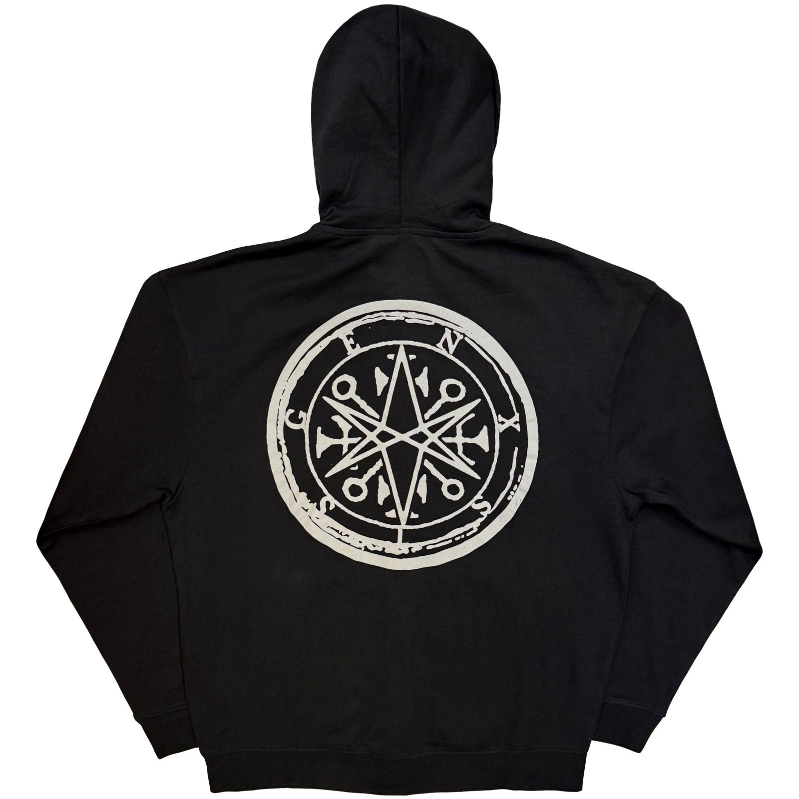 Bring Me The Horizon Unisex Zipped Hoodie: Metal Logo Genxsis (Black) (Back Print)