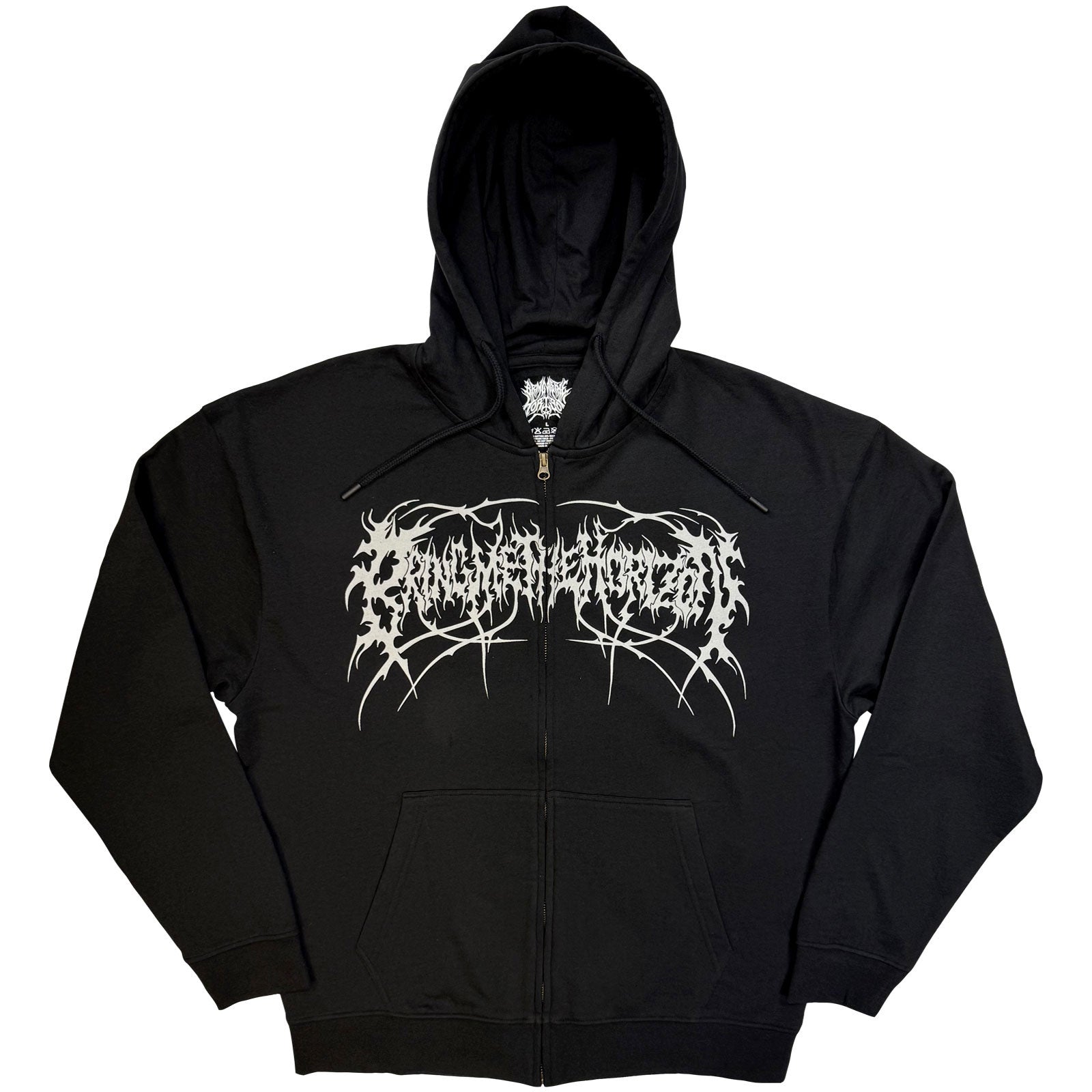 Bring Me The Horizon Unisex Zipped Hoodie: Metal Logo Genxsis (Black) (Back Print)