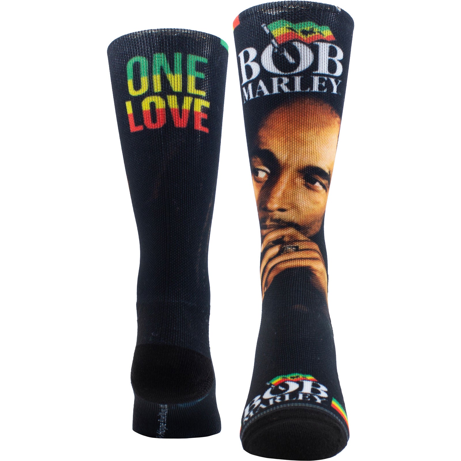 Bob Marley Unisex Crew Socks: One Love Sublimation (Black)  (UK Size 6.5 - 11)