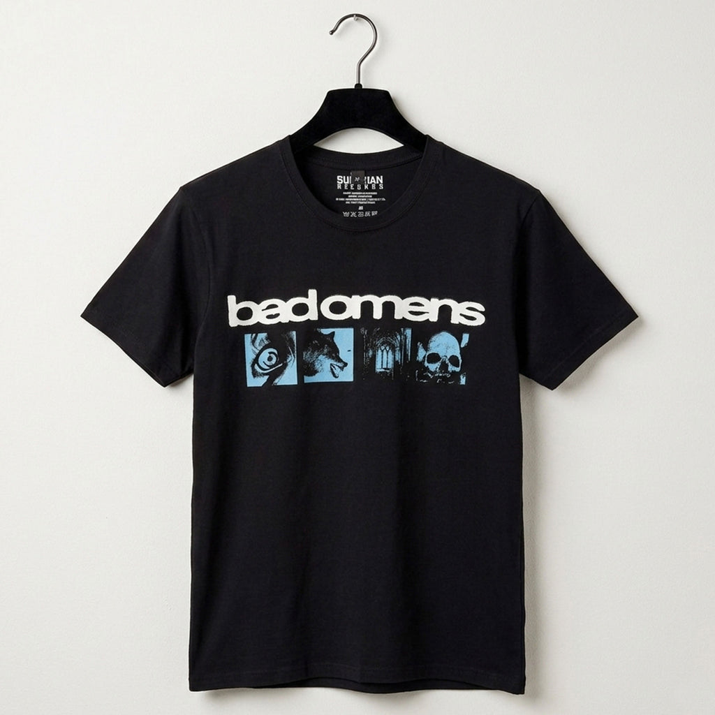 Bad Omens Unisex Premium Carbon T-Shirt: Specter Collage (Black) (Back Print)