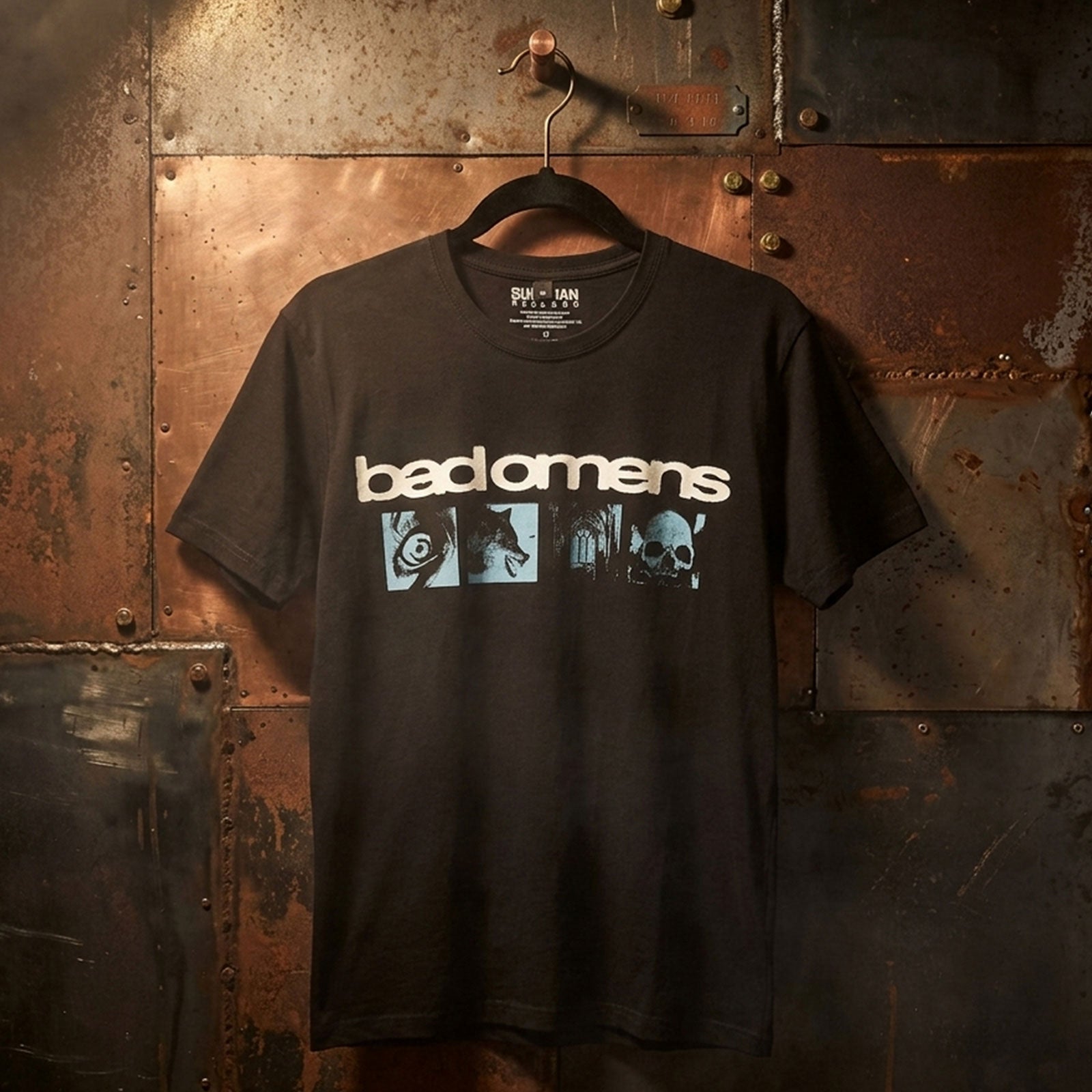 Bad Omens Unisex Premium Carbon T-Shirt: Specter Collage (Black) (Back Print)