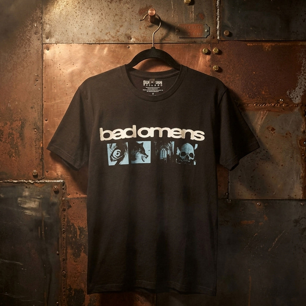 Bad Omens Unisex Premium Carbon T-Shirt: Specter Collage (Black) (Back Print)