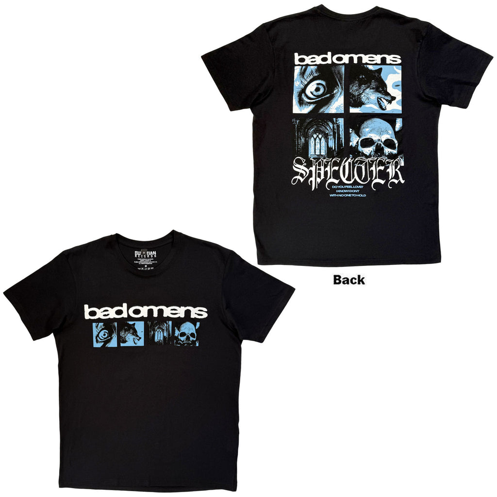 Bad Omens Unisex Premium Carbon T-Shirt: Specter Collage (Black) (Back Print)