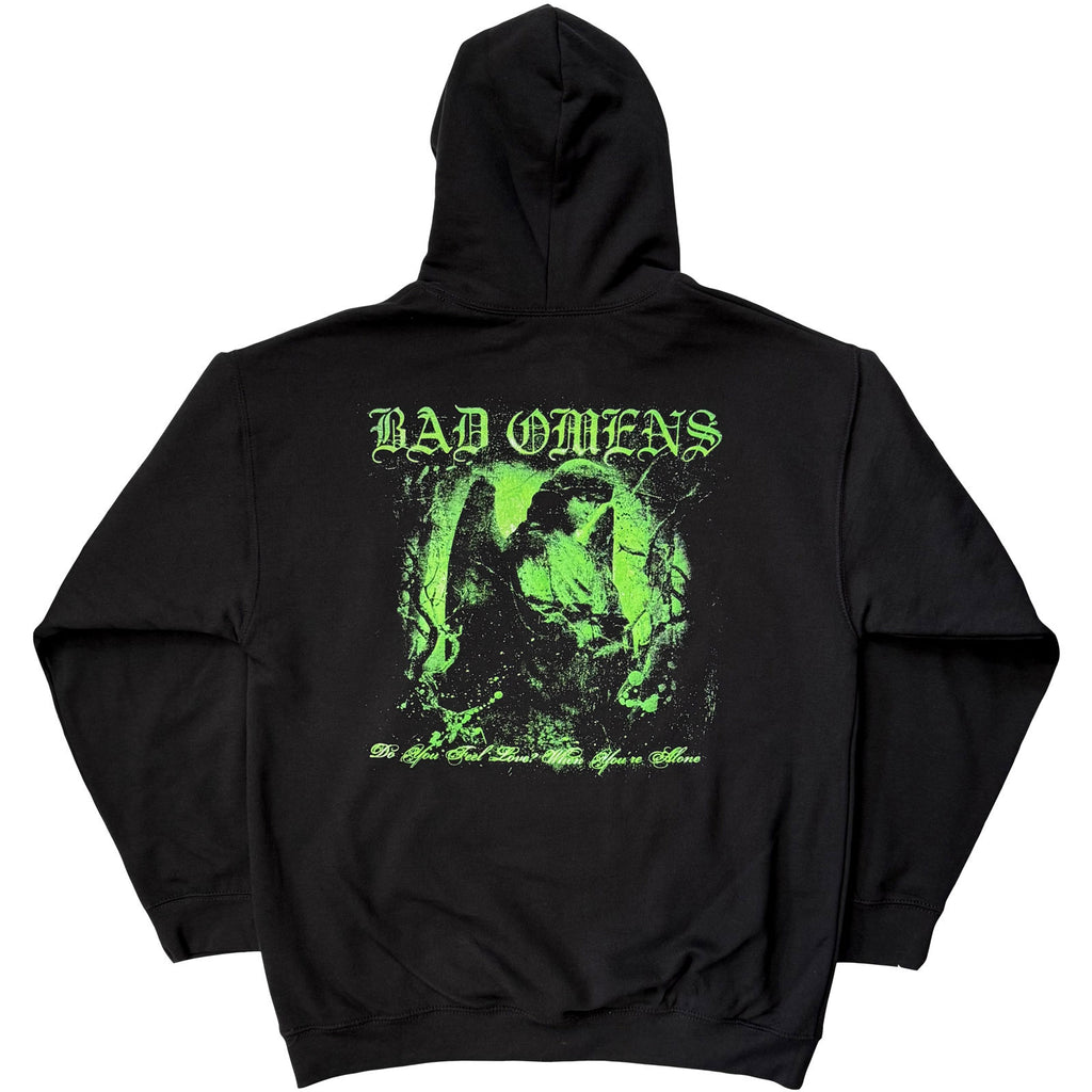 Bad Omens Unisex Pullover Hoodie: Green Angel (Black)(Back Print)