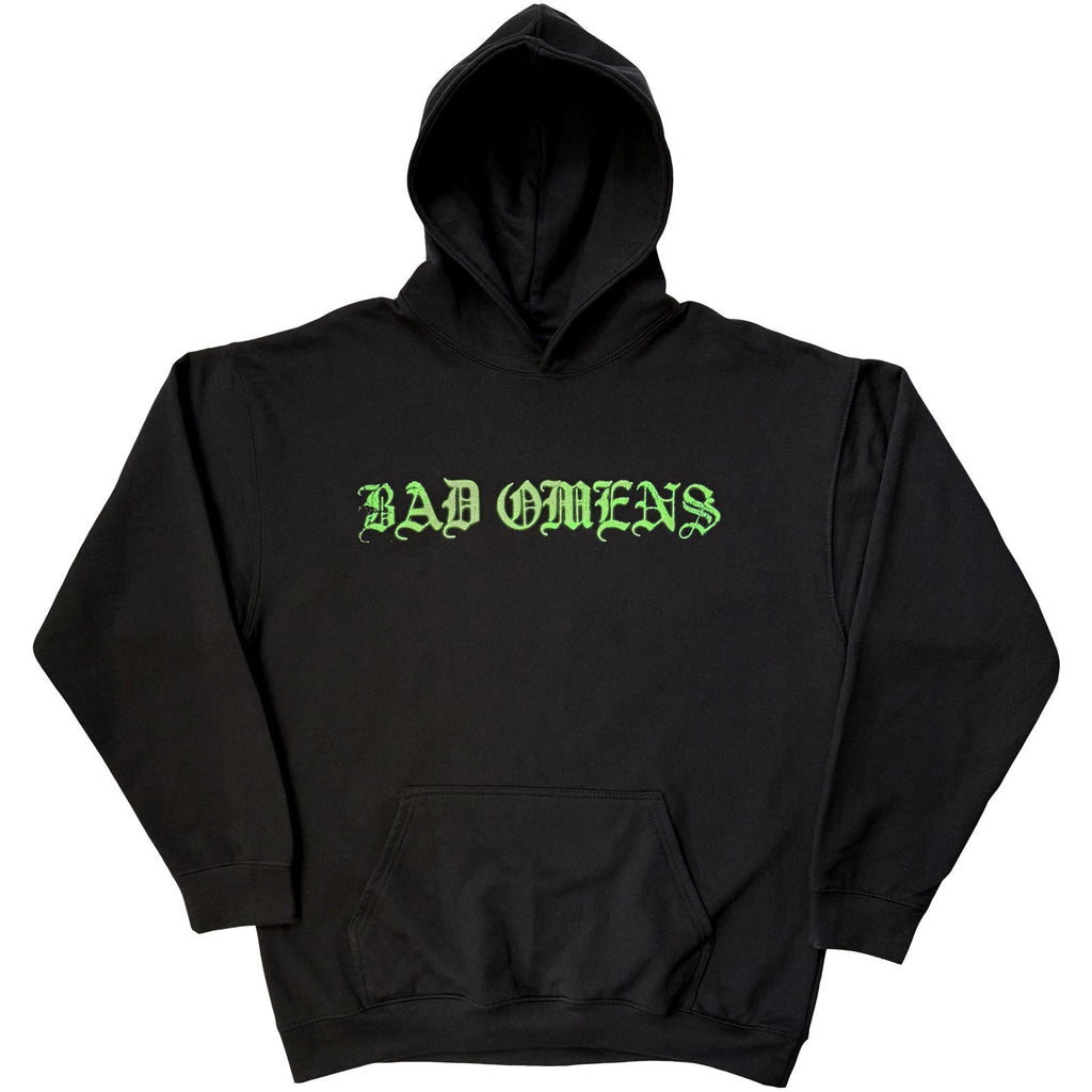 Bad Omens Unisex Pullover Hoodie: Green Angel (Black)(Back Print)