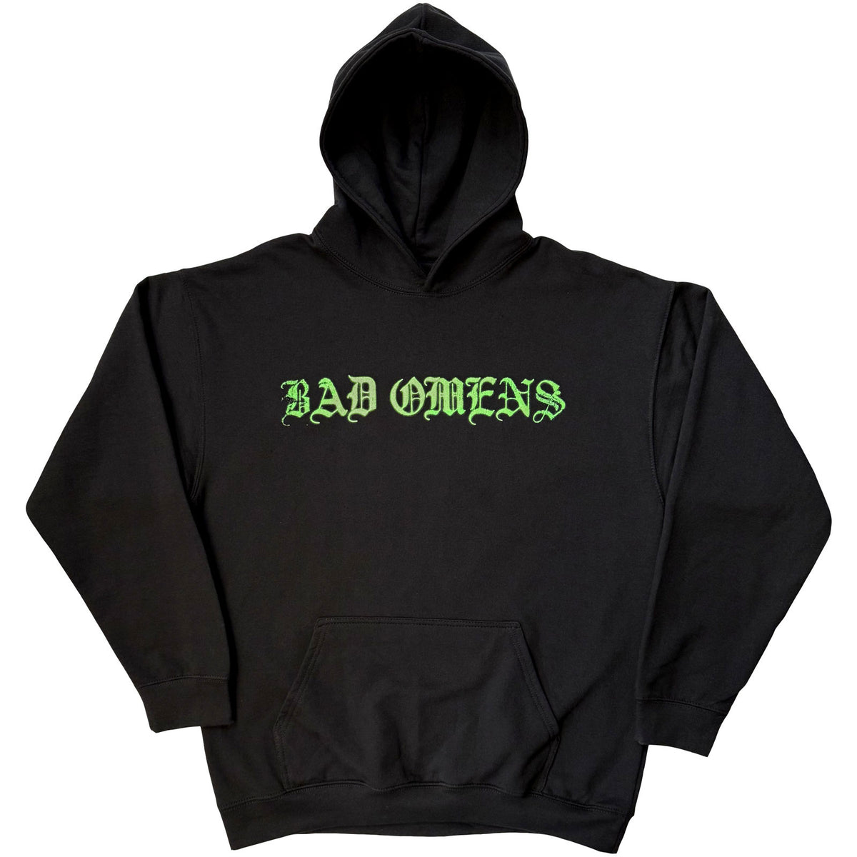 Bad Omens Unisex Pullover Hoodie: Green Angel (Black)(Back Print)