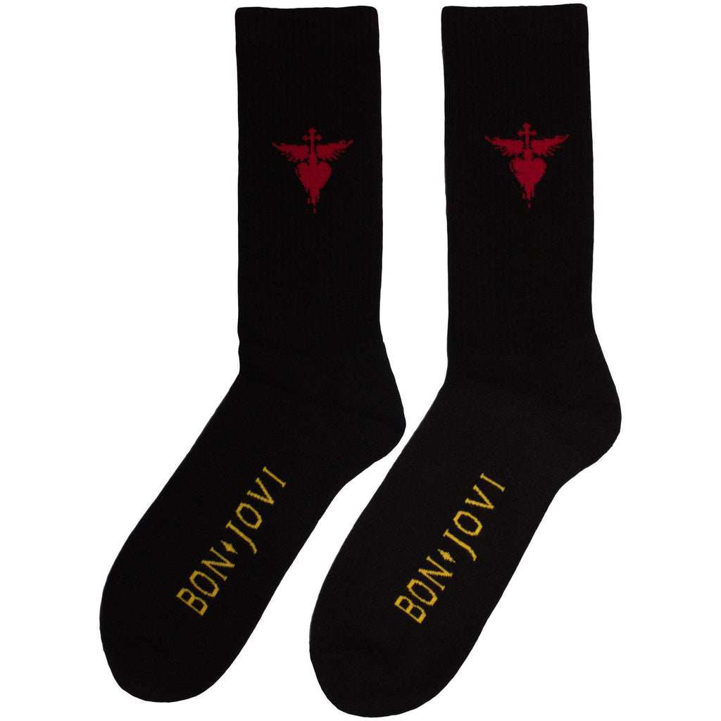 Bon Jovi Unisex Terry Socks: Dagger Heart (Black) (UK Size 7 - 11)