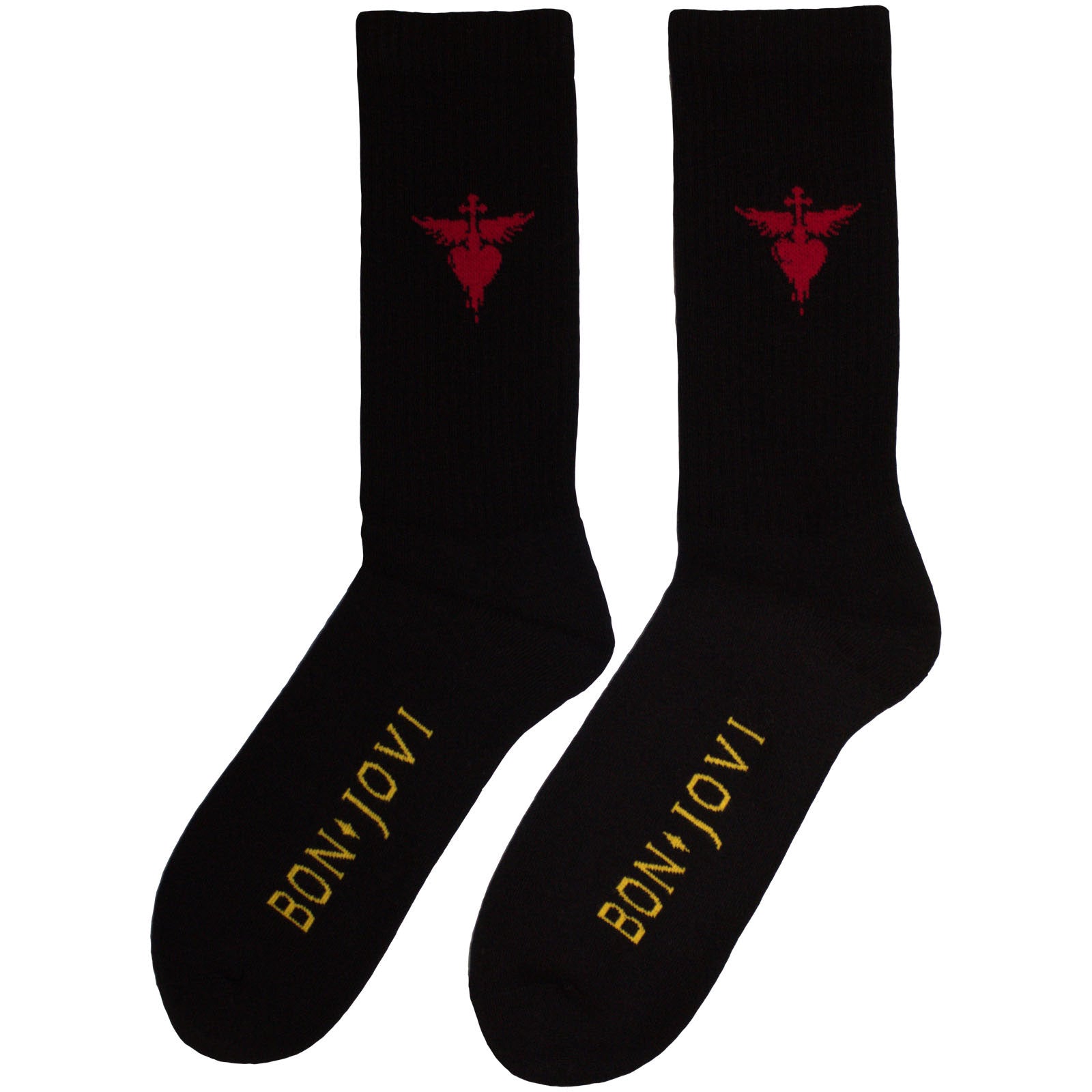 Bon Jovi Unisex Terry Socks: Dagger Heart (Black) (UK Size 7 - 11)