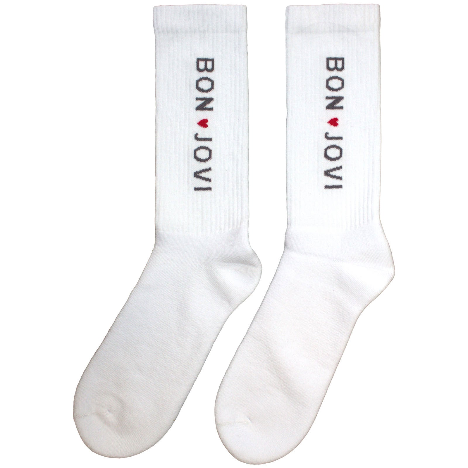 Bon Jovi Unisex Terry Socks: Heart (White) (UK Size 7 - 11)