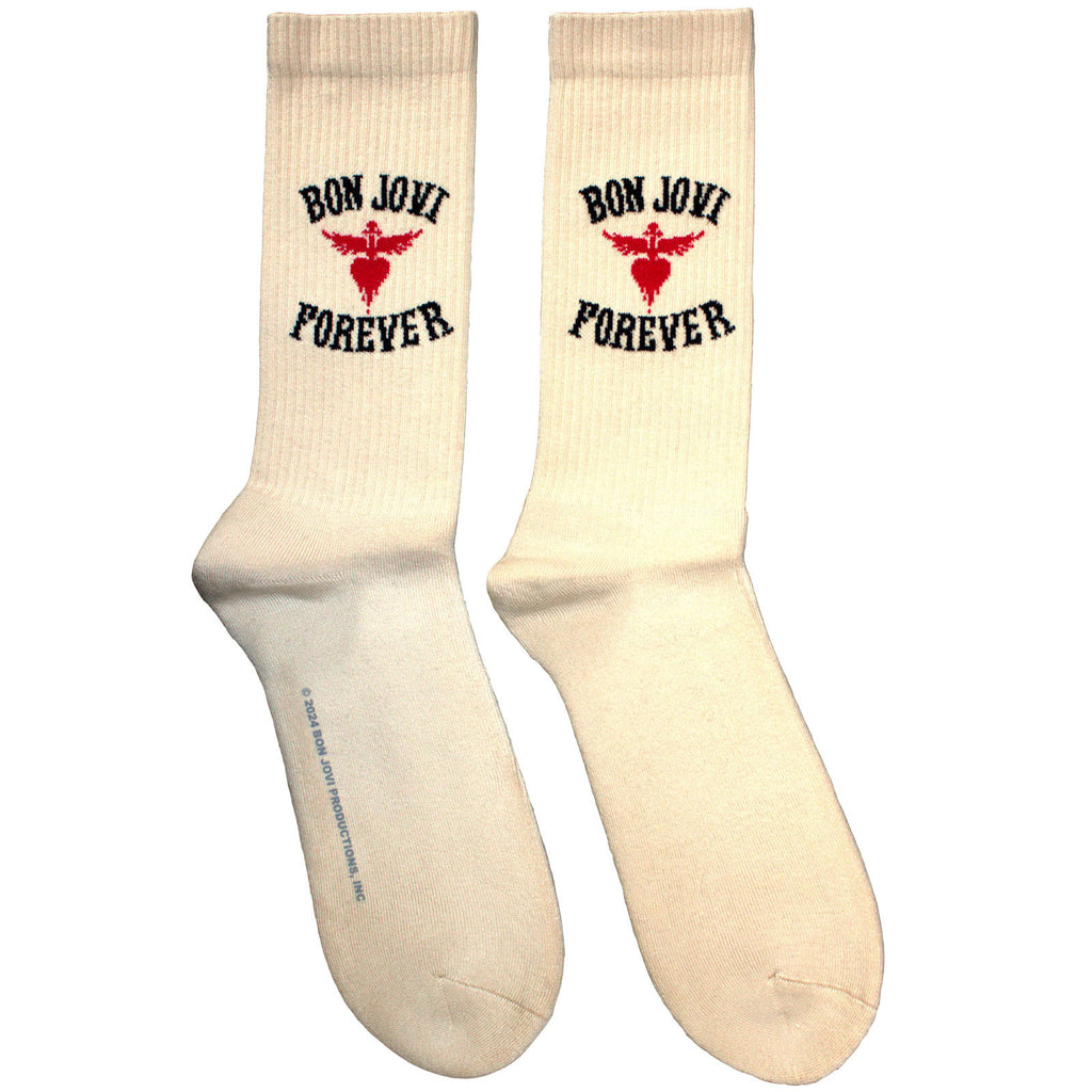 Bon Jovi Unisex Terry Socks: Forever (Natural) (UK Size 7 - 11)