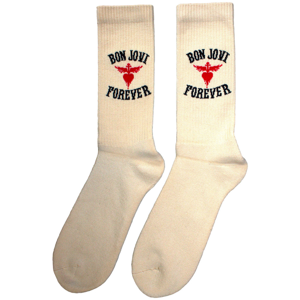 Bon Jovi Unisex Terry Socks: Forever (Natural) (UK Size 7 - 11)