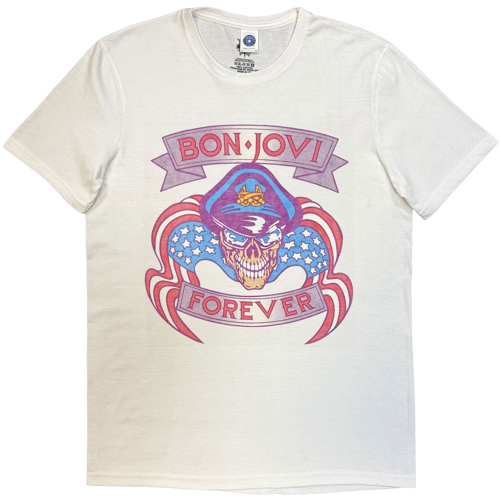 Bon Jovi Unisex T-Shirt: The Brotherhood (White) (Back Print)
