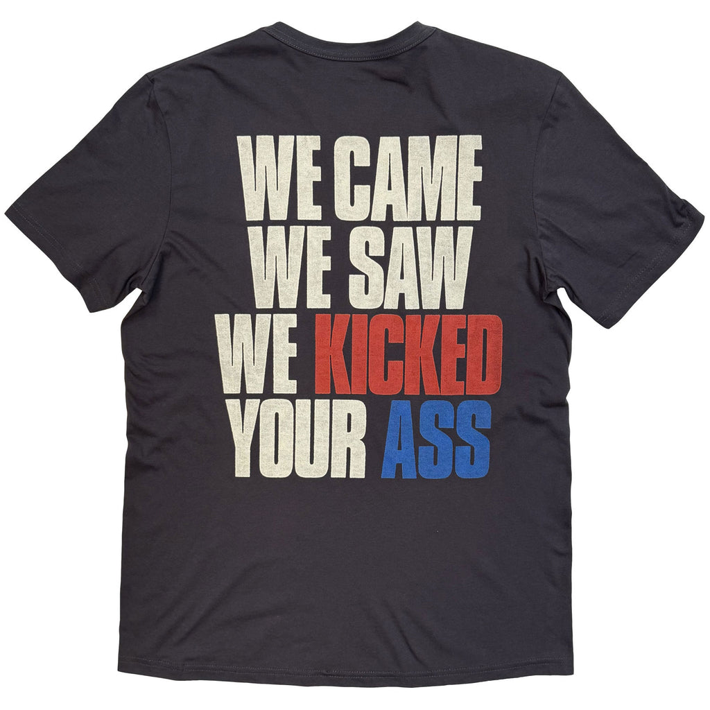 Bon Jovi Unisex T-Shirt: Kicked Ass (Charcoal Grey) (Back Print)