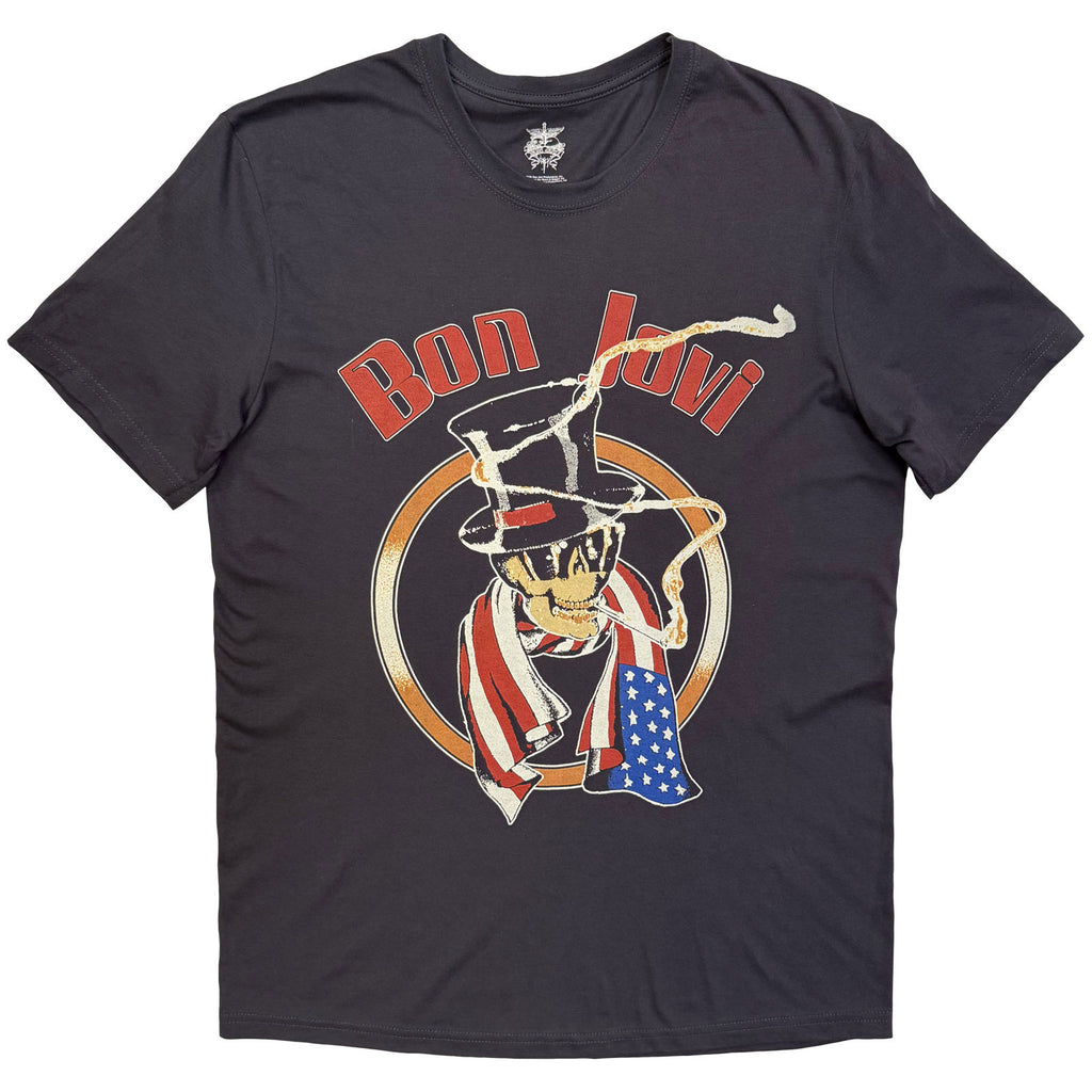 Bon Jovi Unisex T-Shirt: Kicked Ass (Charcoal Grey) (Back Print)