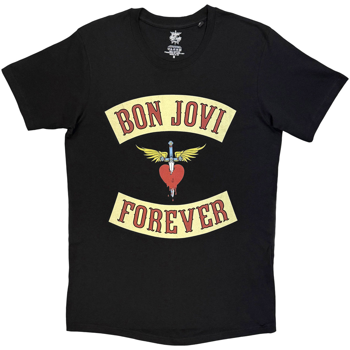 Bon Jovi Unisex T-Shirt: Dagger Heart (Black)