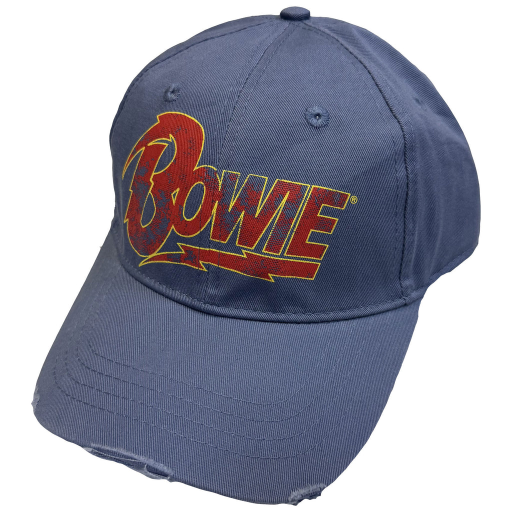 David Bowie Unisex Baseball Cap: Flash Logo (Denim Blue)