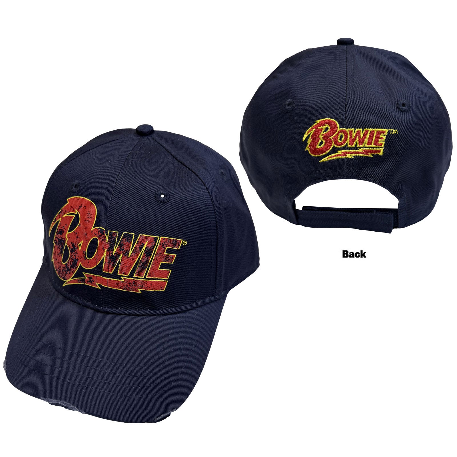 David Bowie Unisex Baseball Cap: Flash Logo (Navy Blue)