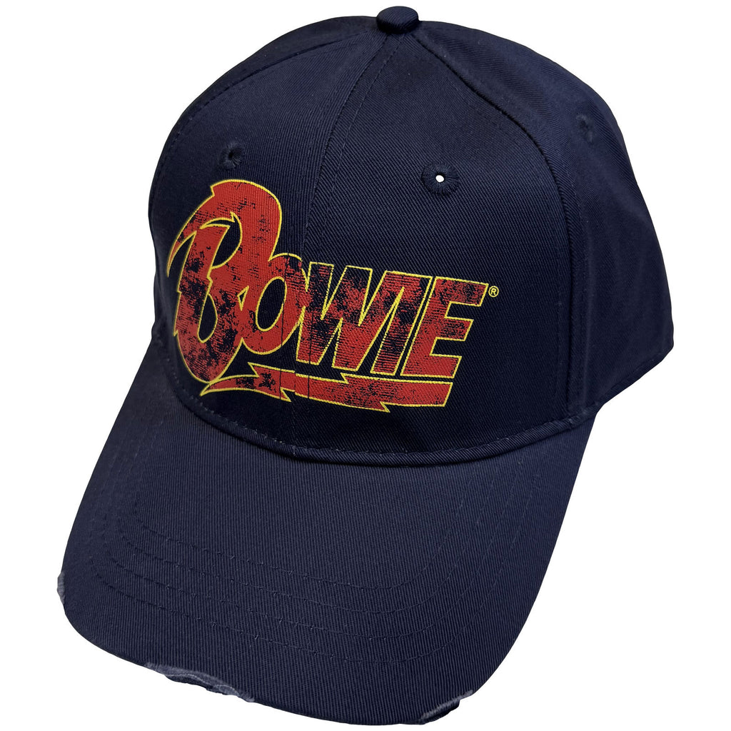 David Bowie Unisex Baseball Cap: Flash Logo (Navy Blue)