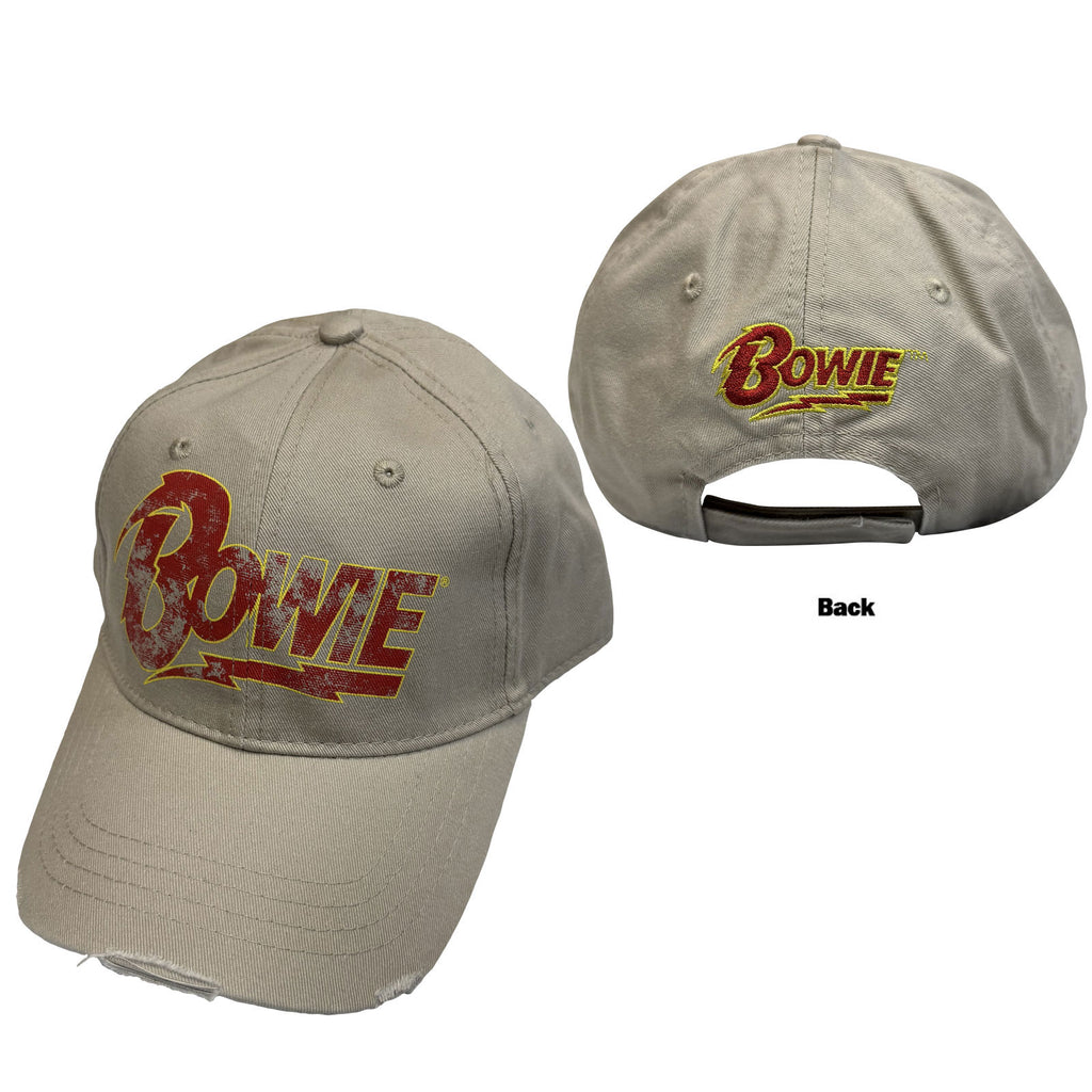 David Bowie Unisex Baseball Cap: Flash Logo (Sand)