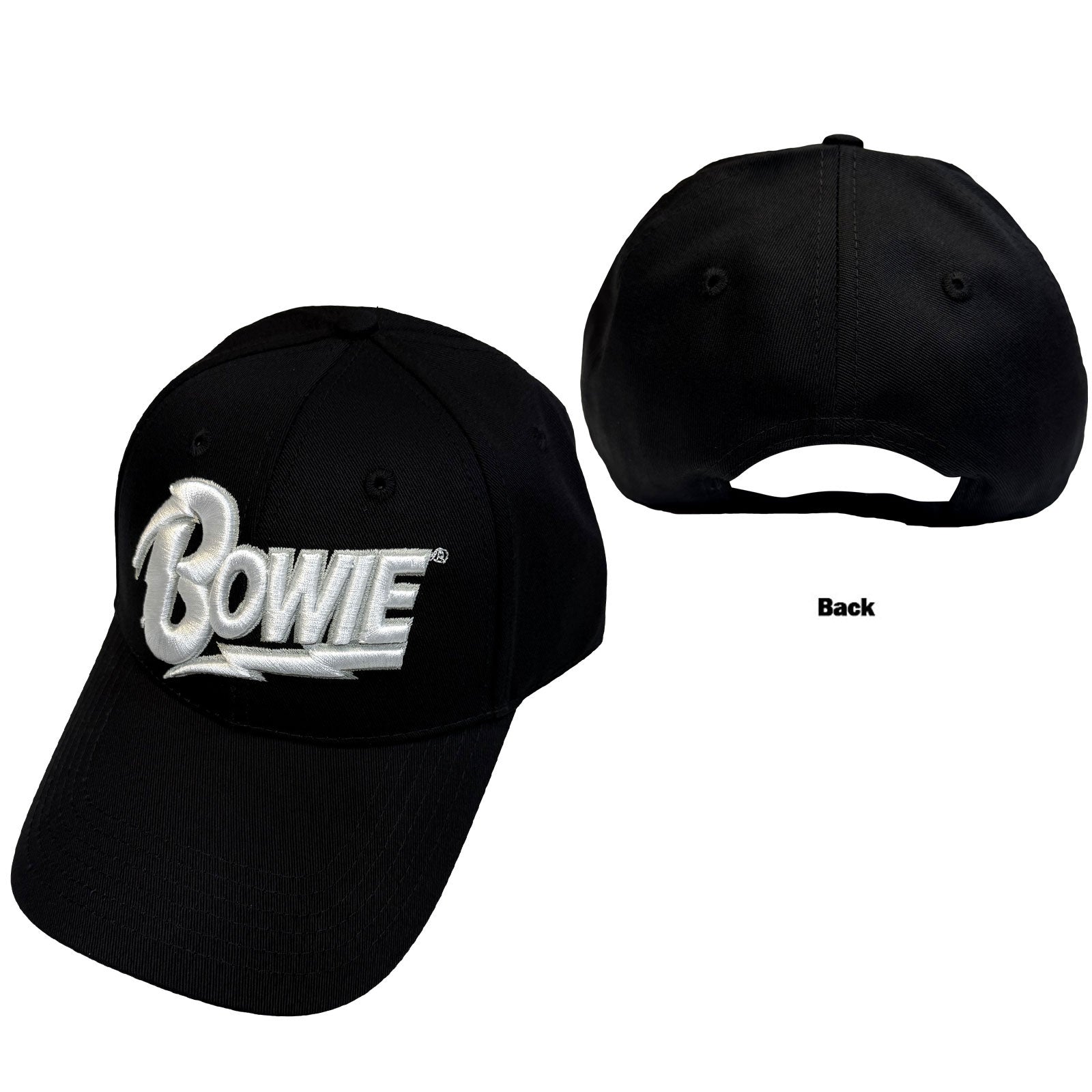 David Bowie Unisex Baseball Cap: White Flash Logo (Black)