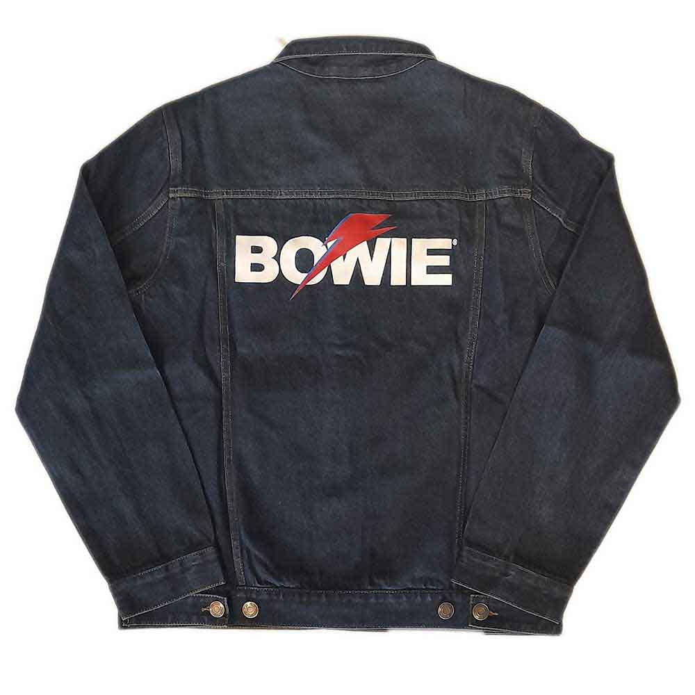 David Bowie Unisex Denim Jacket: Flash Logo (Denim Blue) (Back Print)